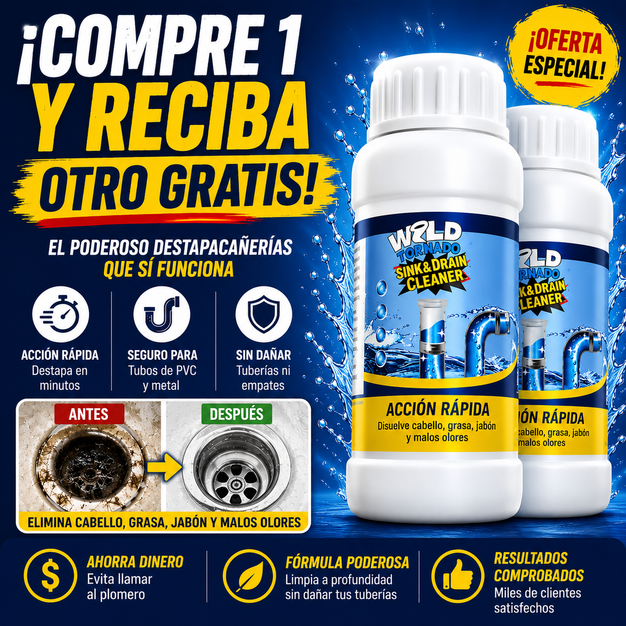 🚨 ¡Destapa tus tuberías en minutos y olvídate de los malos olores!